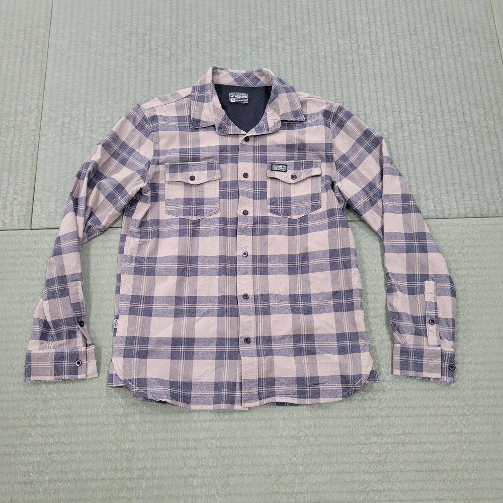 MTN OPS Men's Blue Gray Plaid Tamarack‎ Tech Button Up Flannel Shirt Size Small